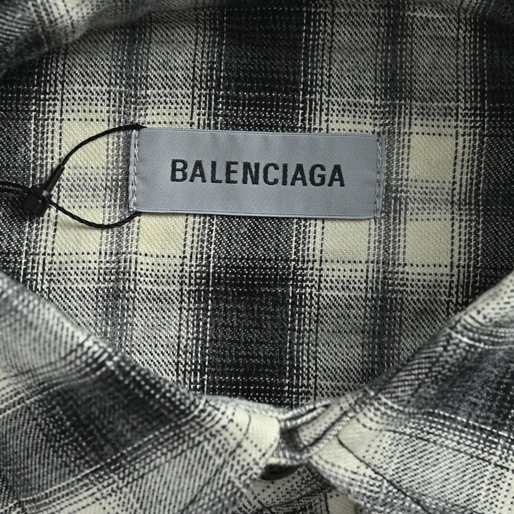 Balenciaga BLCG Embroidered Plaid Long-Sleeve Shirt