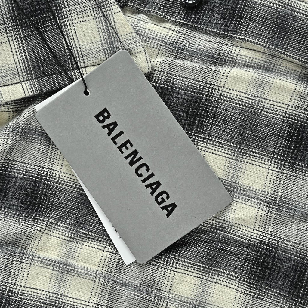 Balenciaga BLCG Embroidered Plaid Long-Sleeve Shirt