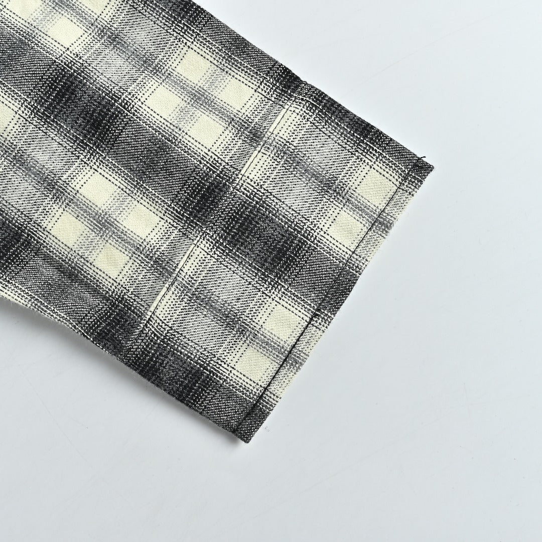 Balenciaga BLCG Embroidered Plaid Long-Sleeve Shirt