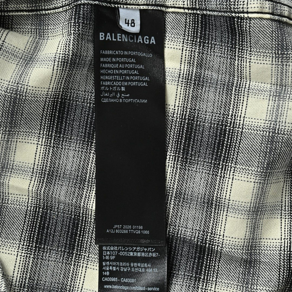 Balenciaga BLCG Embroidered Plaid Long-Sleeve Shirt