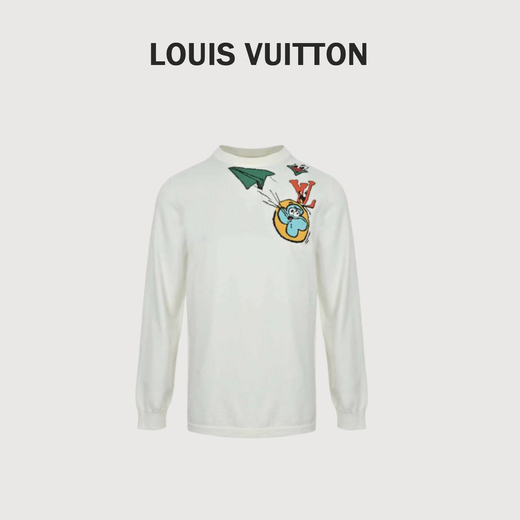Louis Vuitton 25FW Paper Airplane Jacquard Knit Sweater