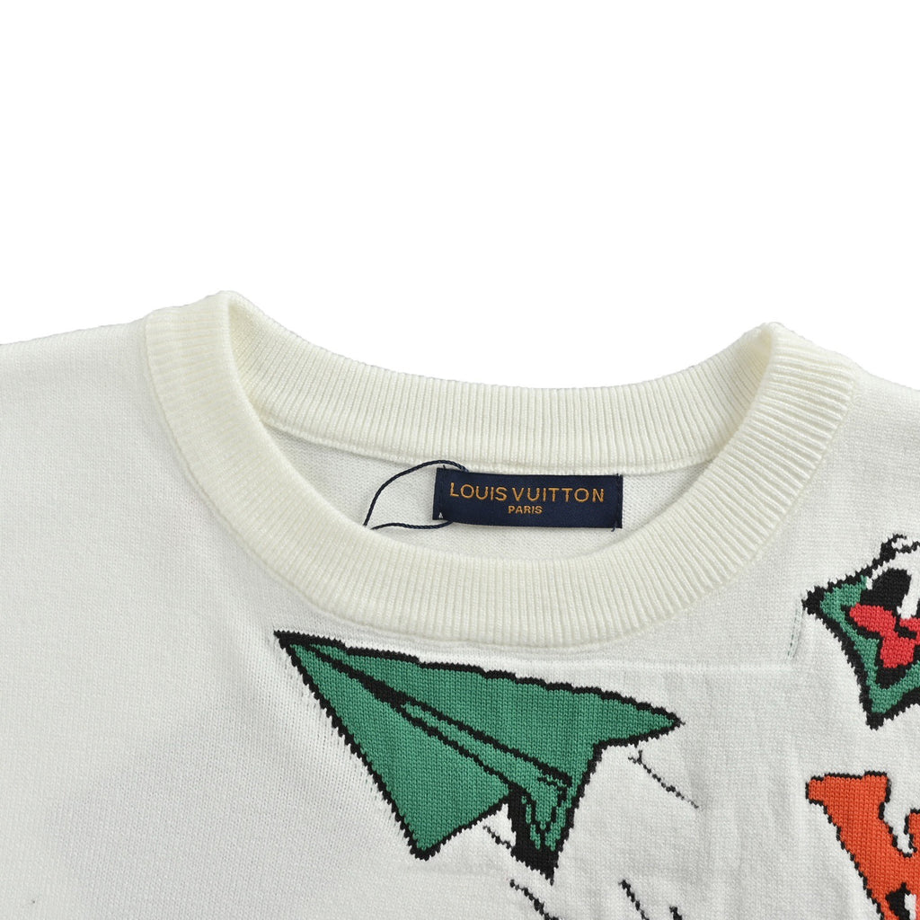 Louis Vuitton 25FW Paper Airplane Jacquard Knit Sweater