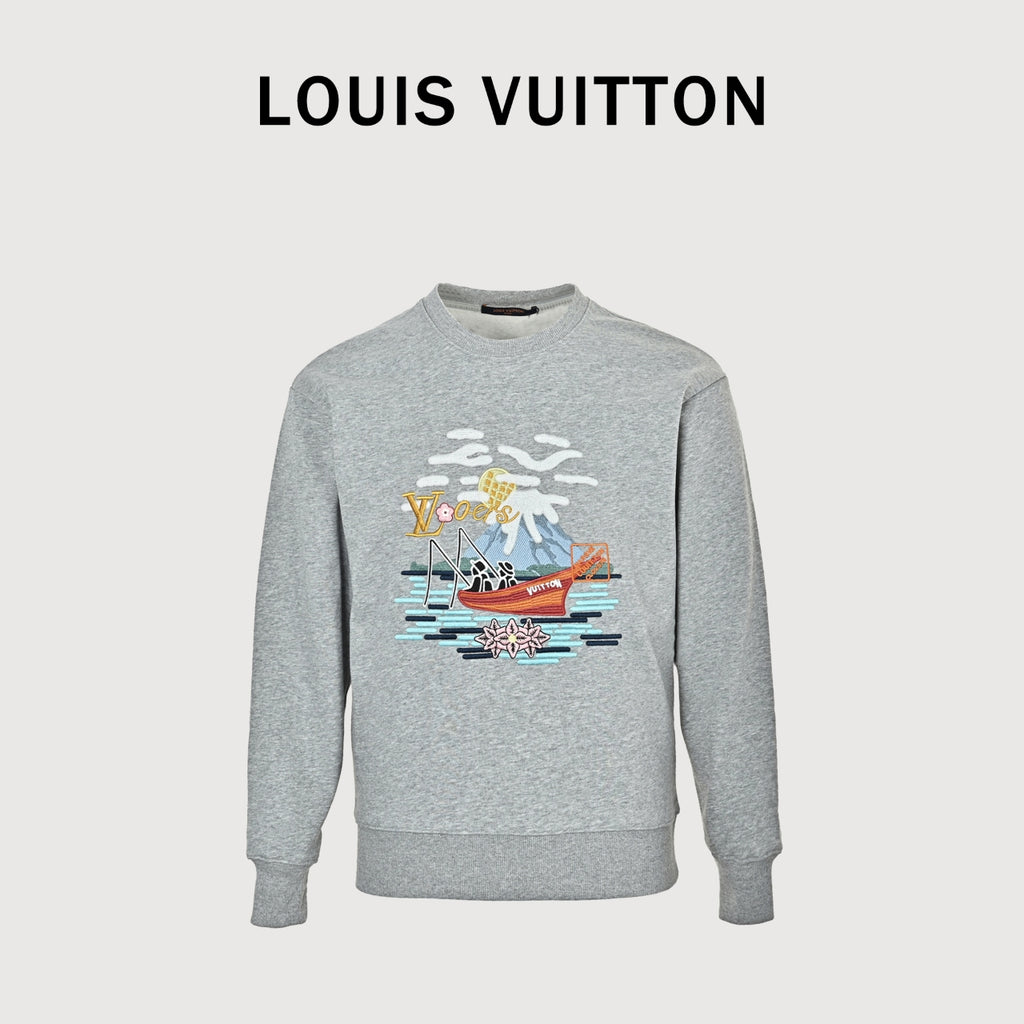 Louis Vuitton 26SS Fishing Boat Embroidered Crewneck Sweatshirt