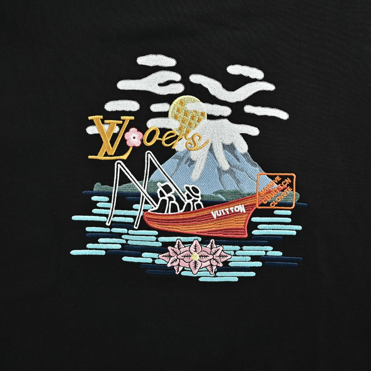 Louis Vuitton 26SS Fishing Boat Embroidered Crewneck Sweatshirt in Black