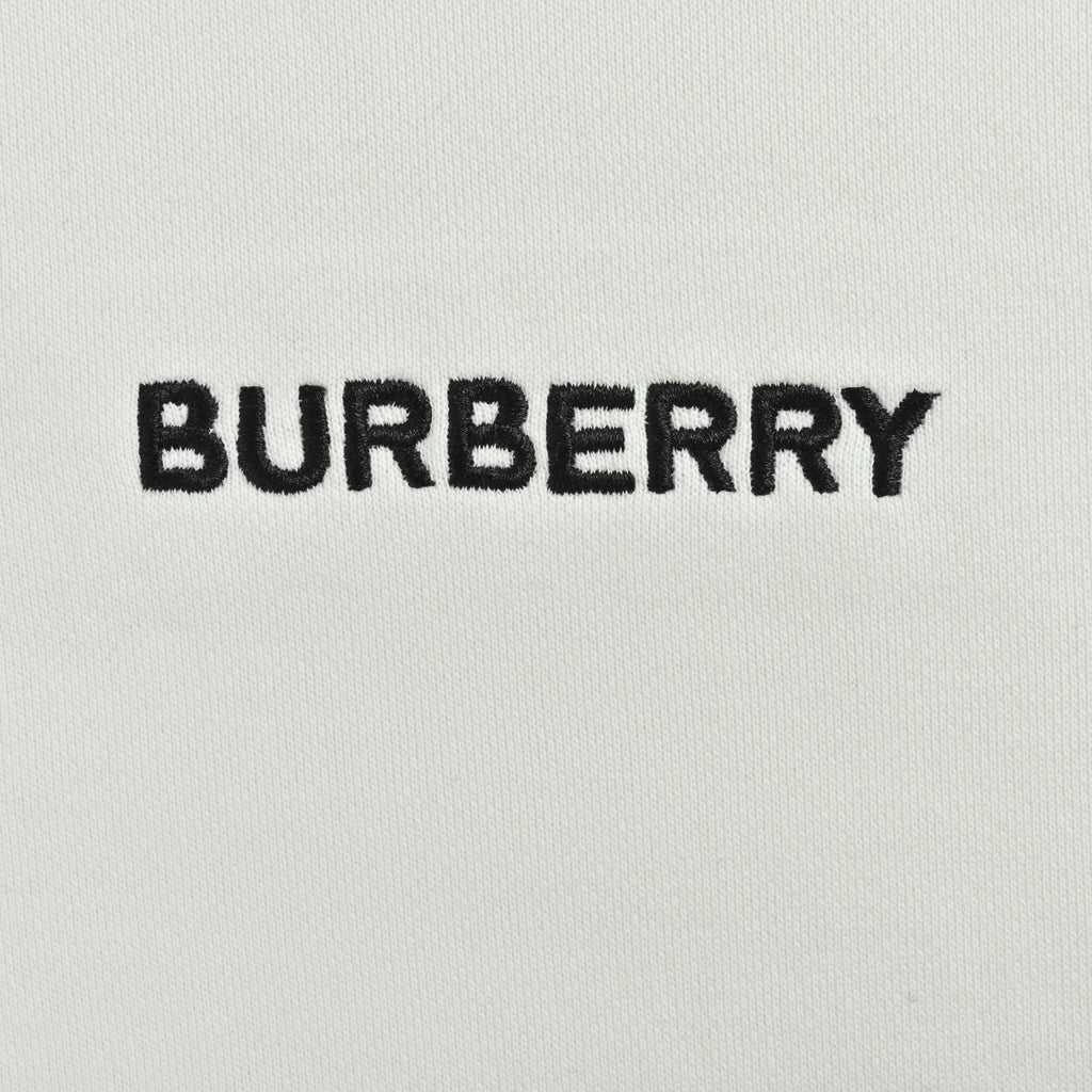 Burberry Check-Trim Cotton Crewneck Sweatshirt in White