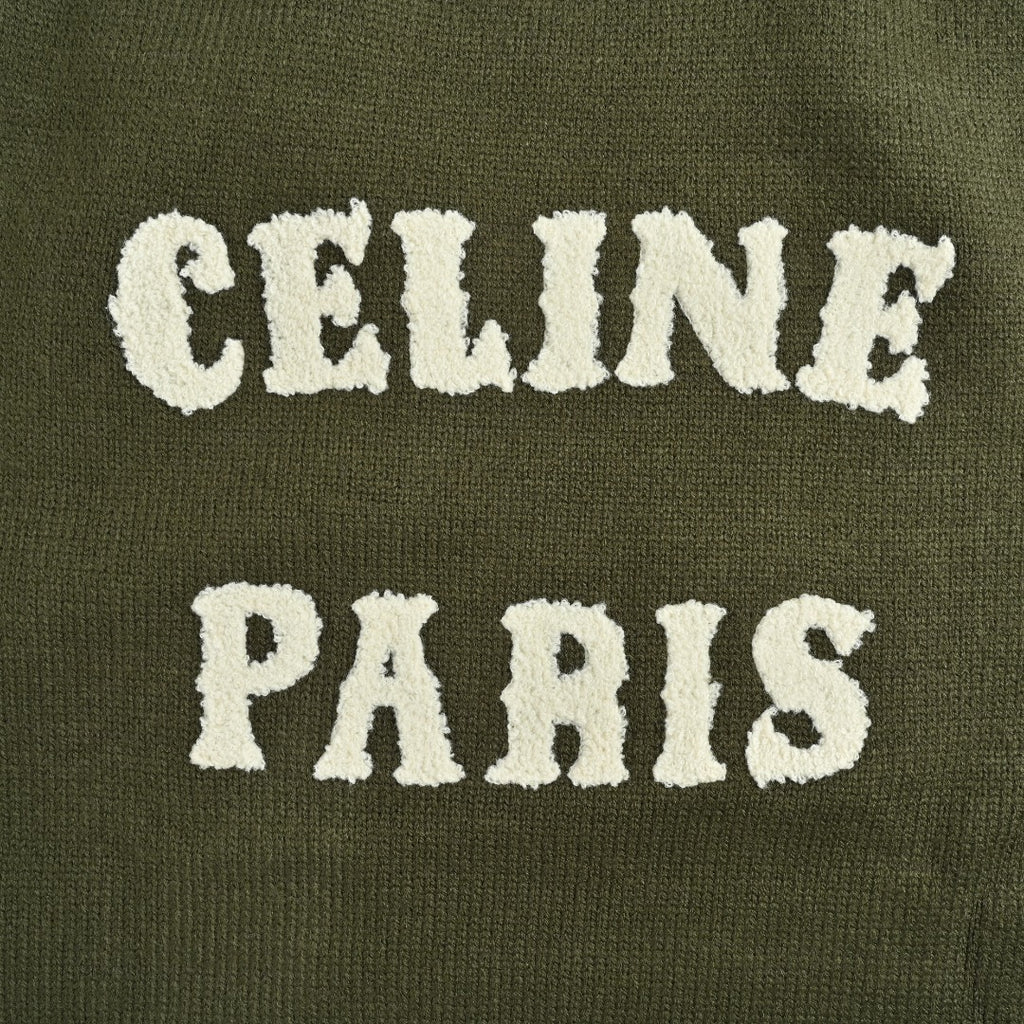 CELINE Triomphe and Terry-Embroidered Back Crewneck Sweater