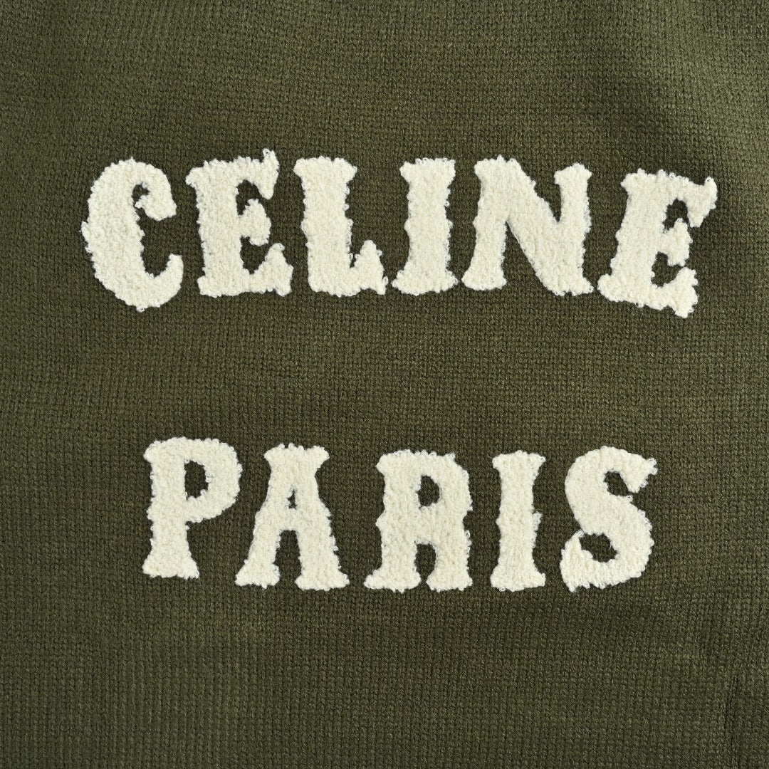 CELINE Triomphe and Terry-Embroidered Back Crewneck Sweater