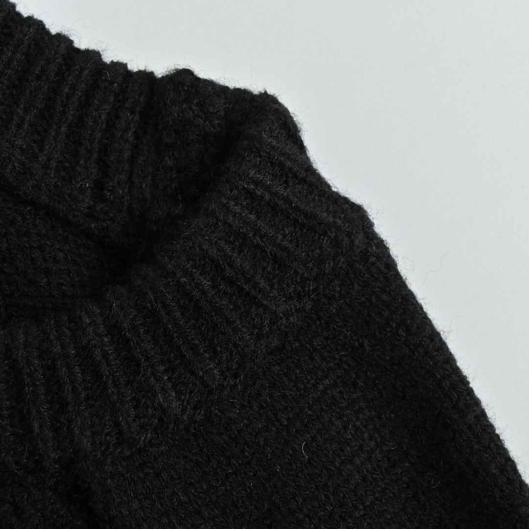 CELINE Triomphe and Terry-Embroidered Back Crewneck Sweater in Black