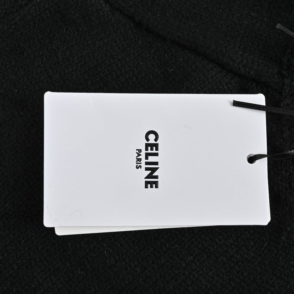 CELINE Triomphe and Terry-Embroidered Back Crewneck Sweater in Black