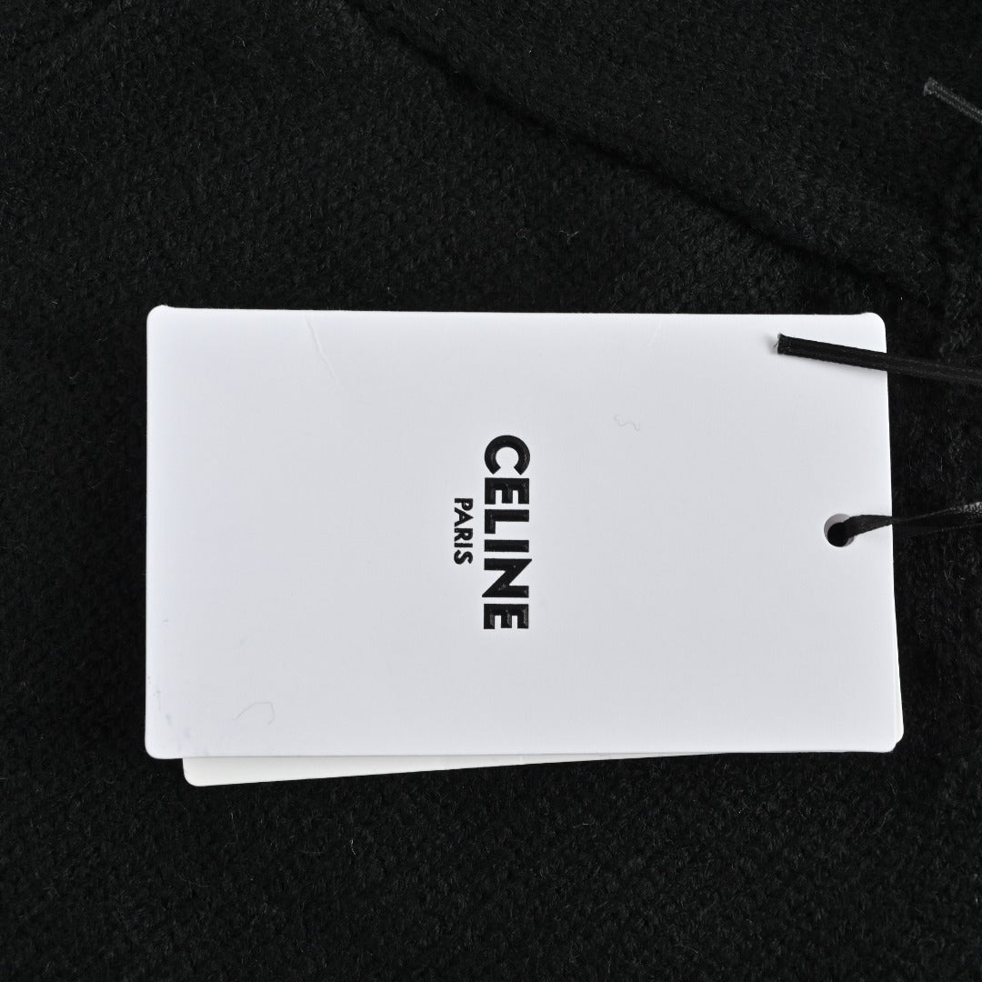 CELINE Triomphe and Terry-Embroidered Back Crewneck Sweater in Black