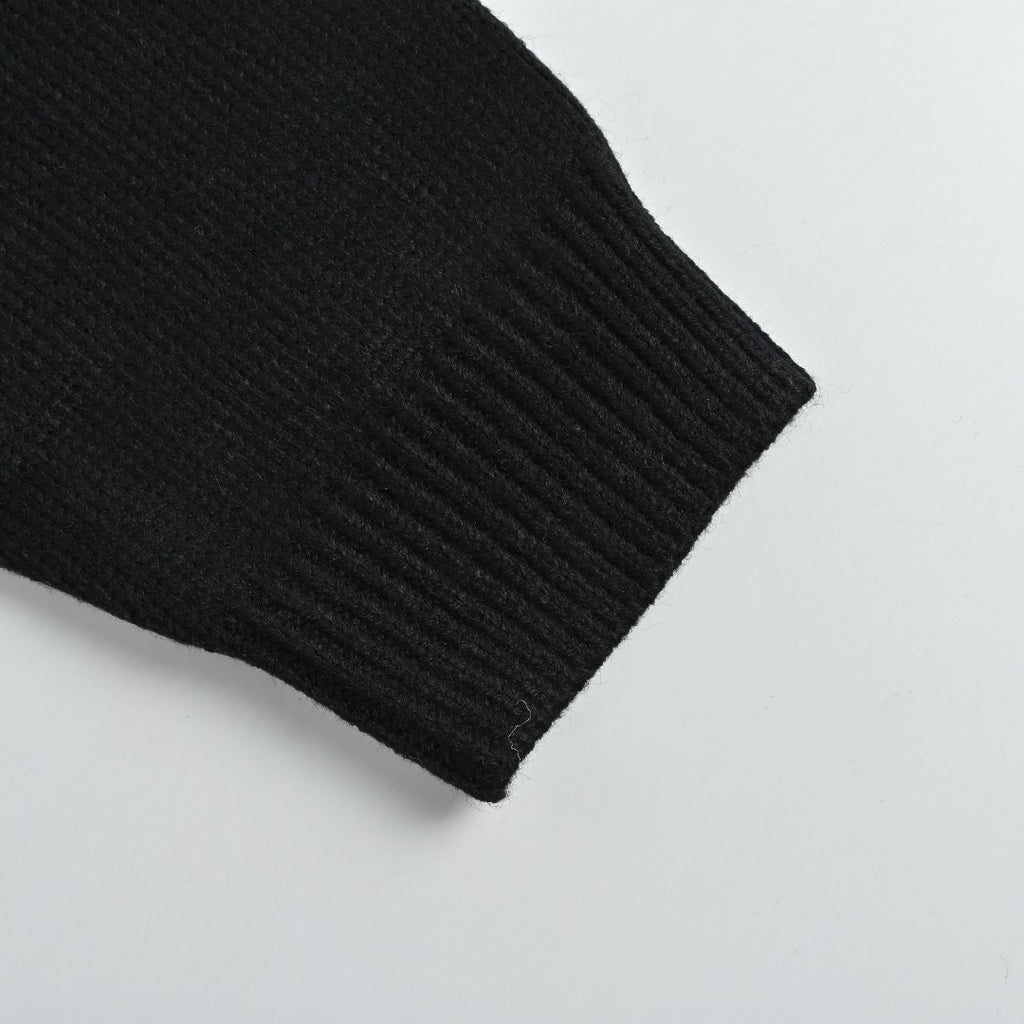 CELINE Triomphe and Terry-Embroidered Back Crewneck Sweater in Black