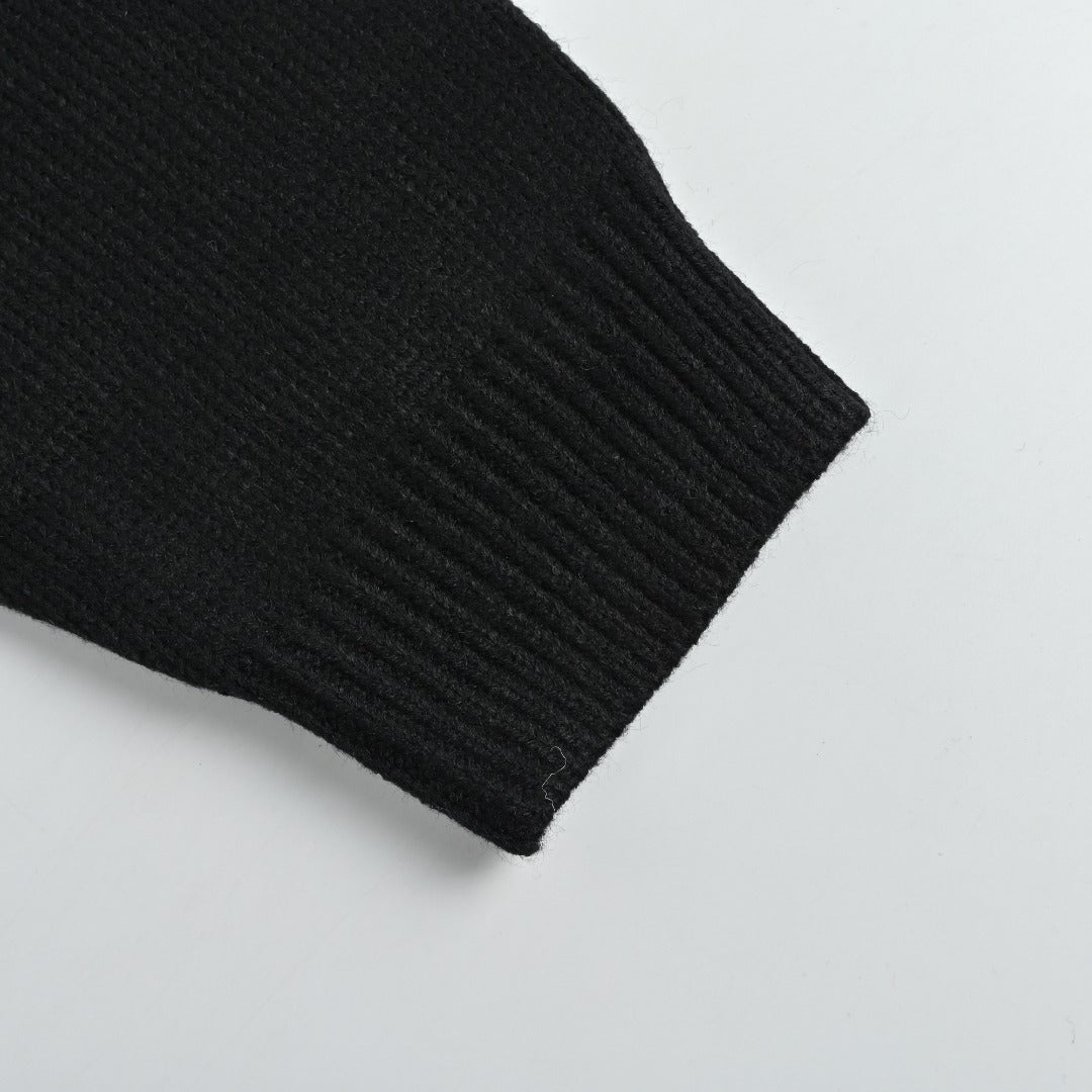 CELINE Triomphe and Terry-Embroidered Back Crewneck Sweater in Black