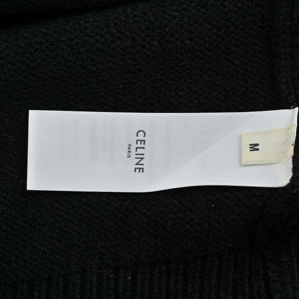 CELINE Triomphe and Terry-Embroidered Back Crewneck Sweater in Black