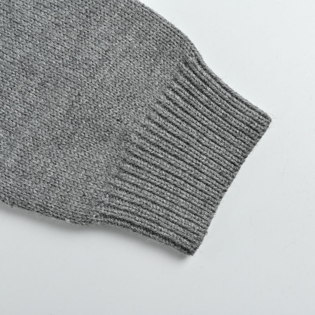CELINE Triomphe and Terry-Embroidered Back Crewneck Sweater in Grey