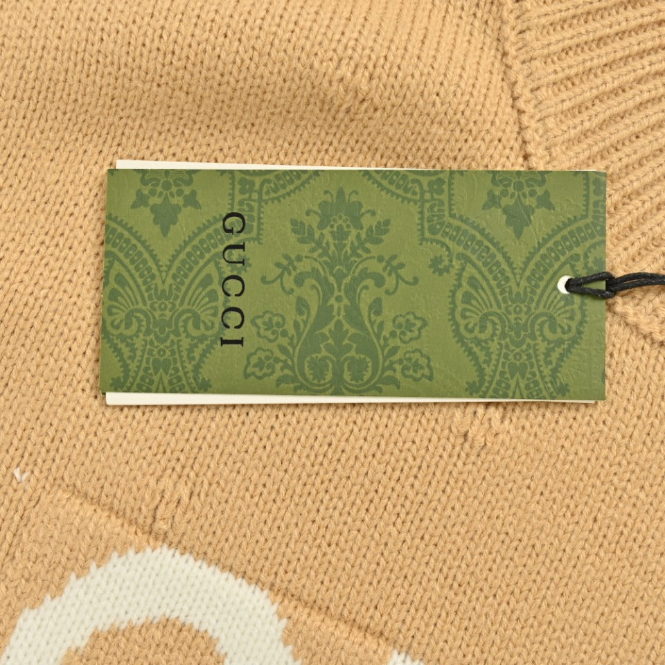 Gucci 24FW Logo Jacquard Crewneck Sweater in Camel