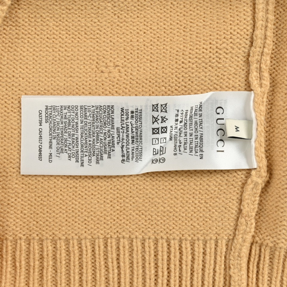 Gucci 24FW Logo Jacquard Crewneck Sweater in Camel
