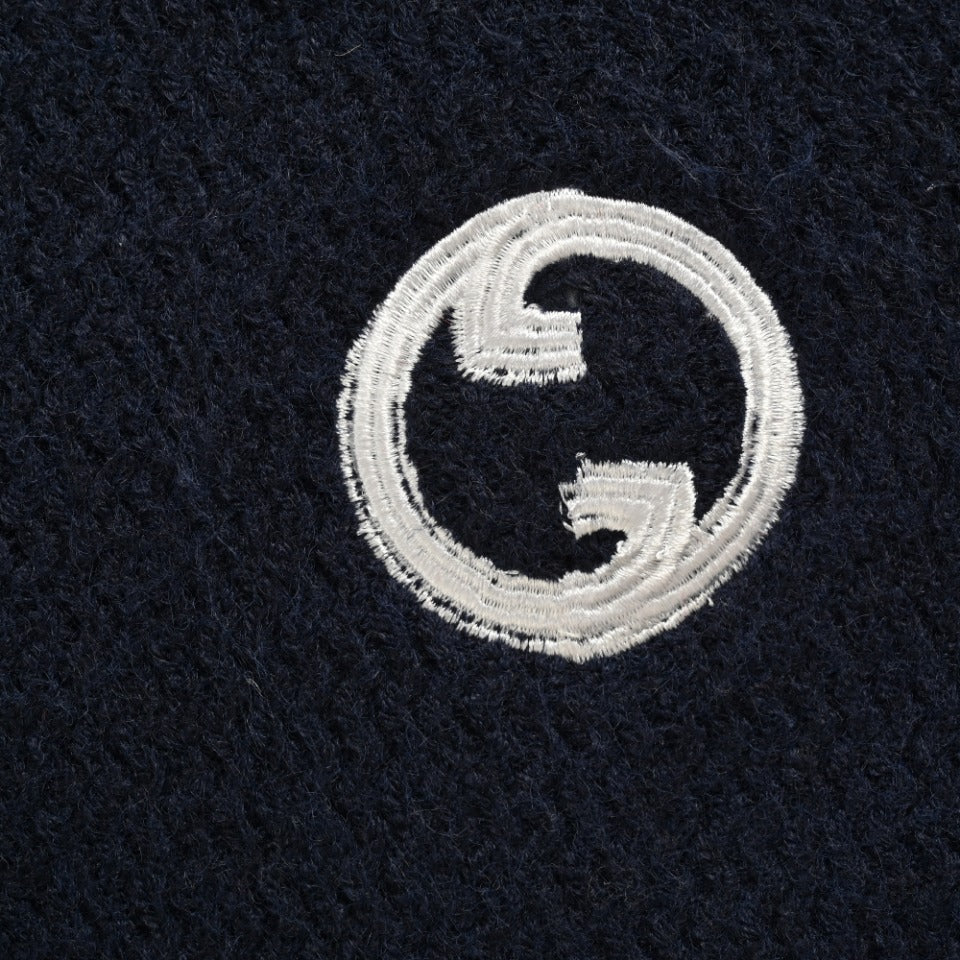 Gucci 24FW Interlocking G Contrast-Trim Cardigan in Navy