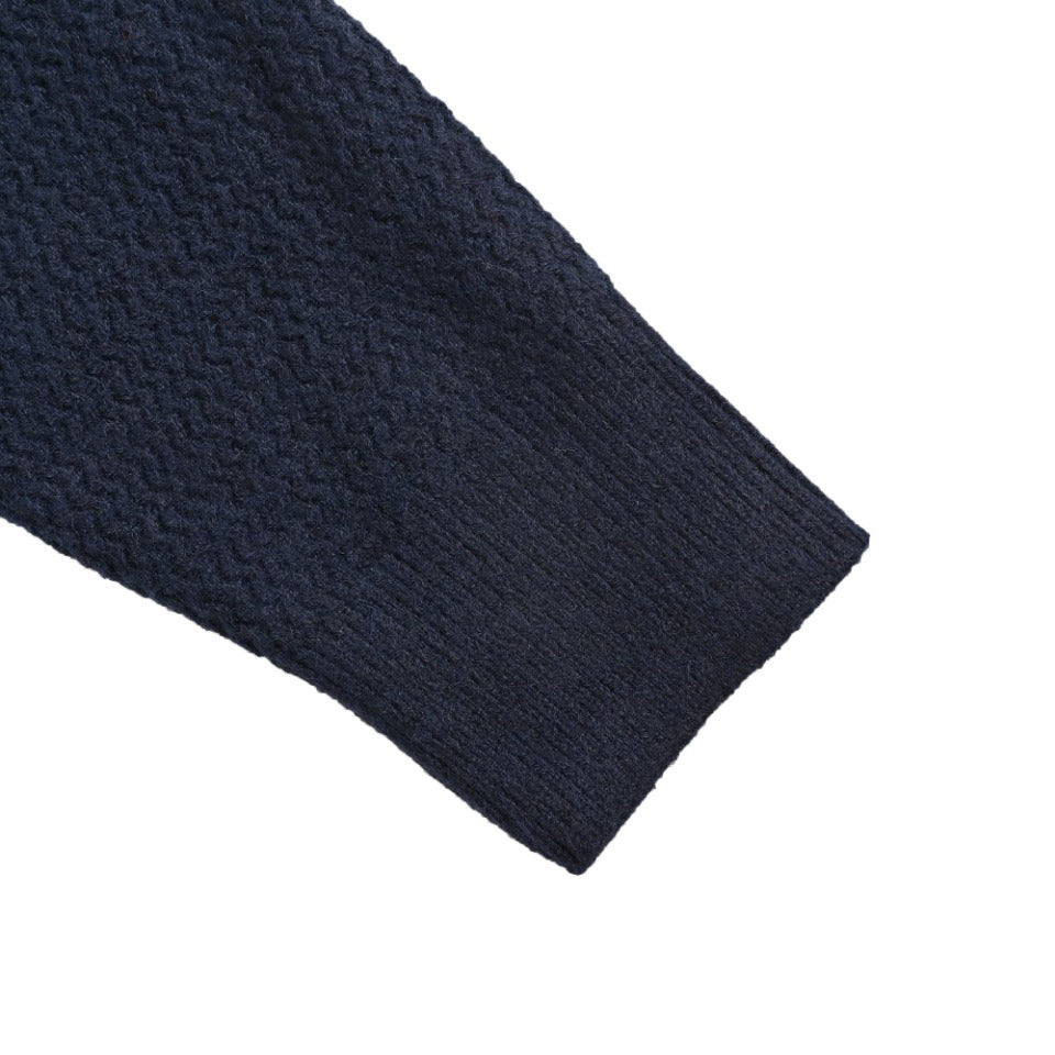 Gucci 24FW Interlocking G Contrast-Trim Cardigan in Navy
