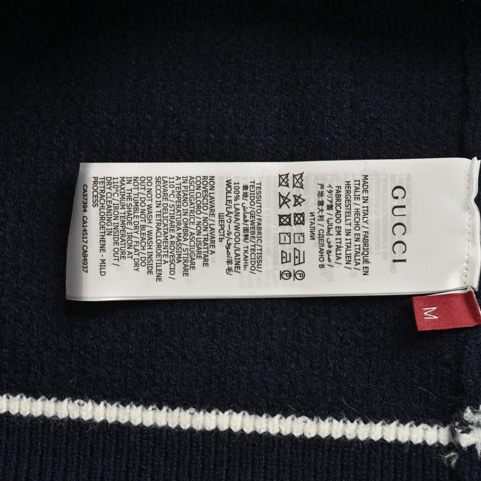 Gucci 24FW Interlocking G Contrast-Trim Cardigan in Navy