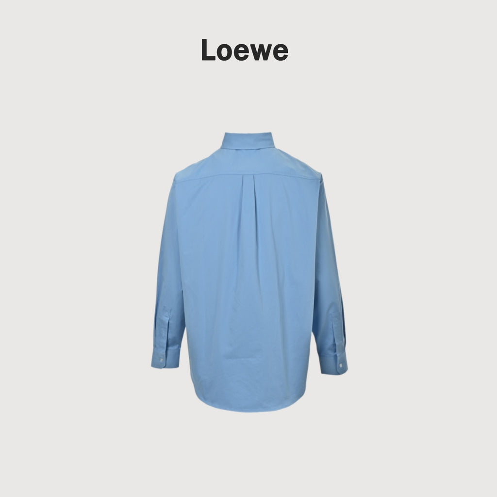 Loewe Two-Tone Embroidered Logo Shirt in Blue