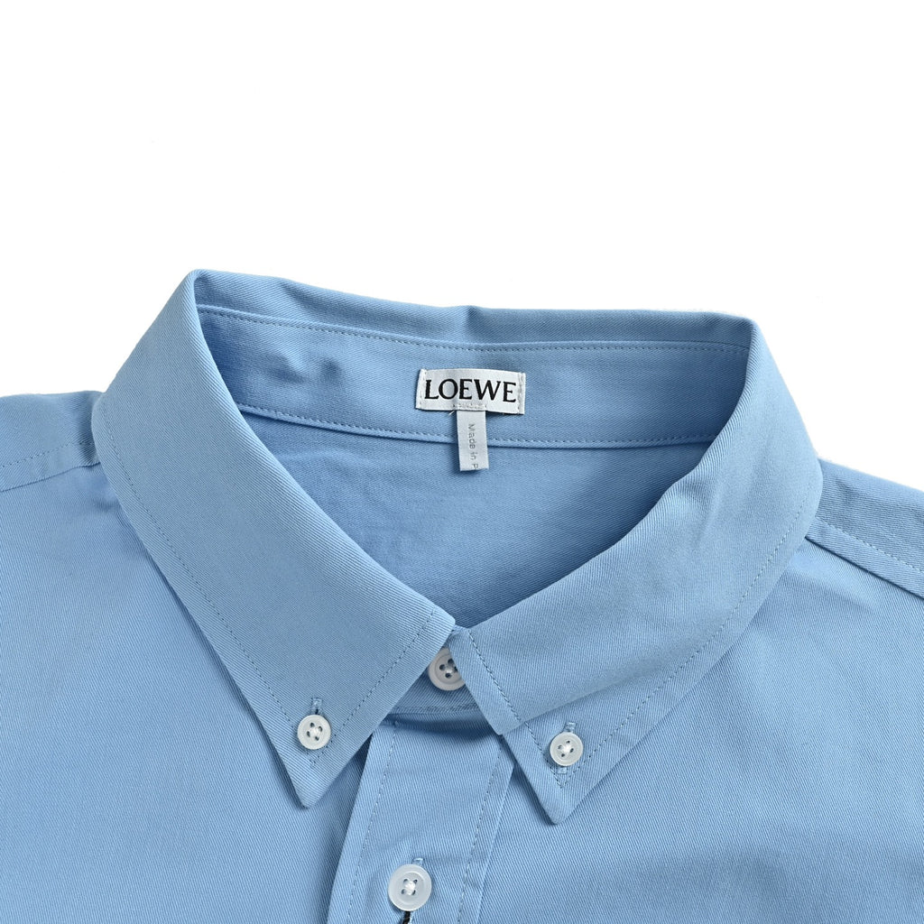 Loewe Two-Tone Embroidered Logo Shirt in Blue