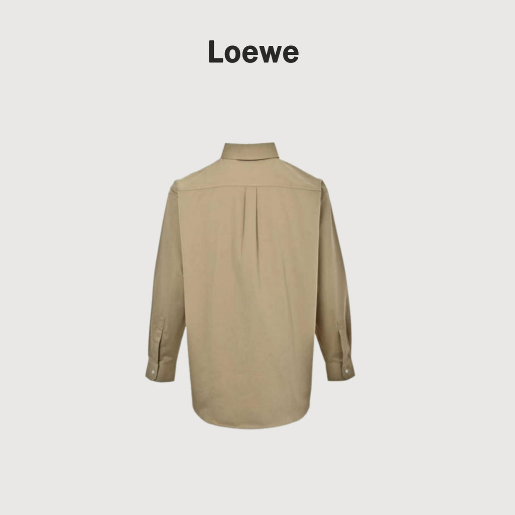 Loewe Two-Tone Embroidered Logo Shirt in Khaki