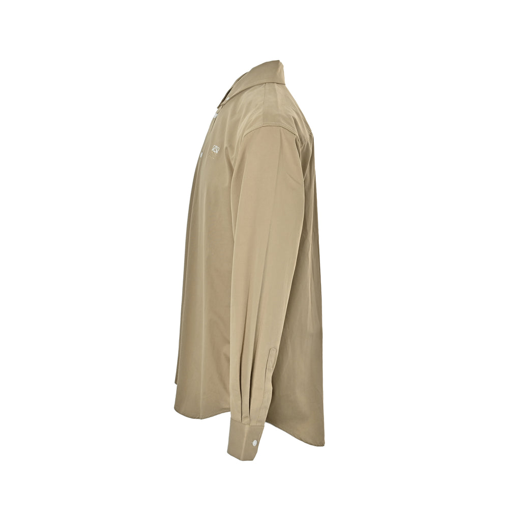 Loewe Two-Tone Embroidered Logo Shirt in Khaki