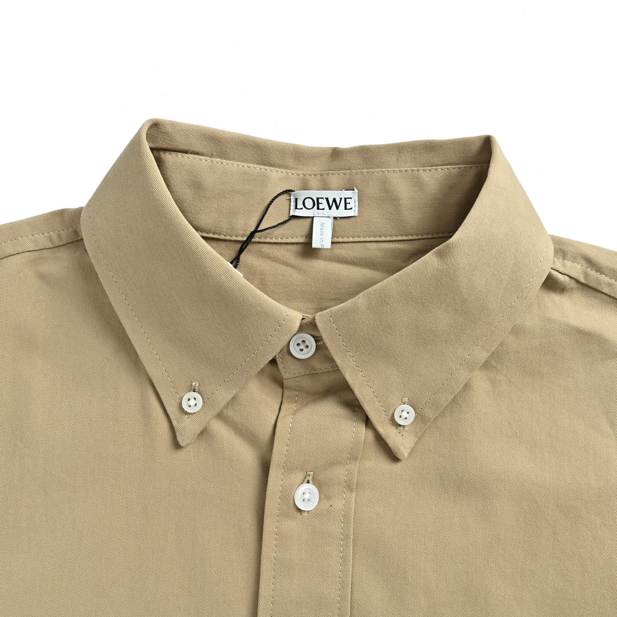 Loewe Two-Tone Embroidered Logo Shirt in Khaki