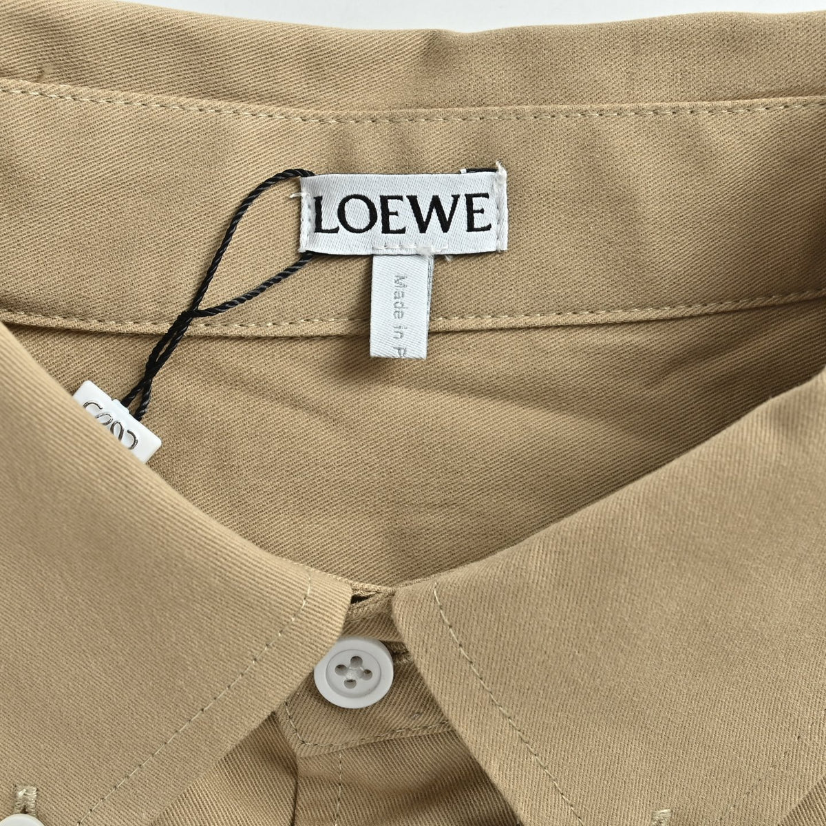 Loewe Two-Tone Embroidered Logo Shirt in Khaki