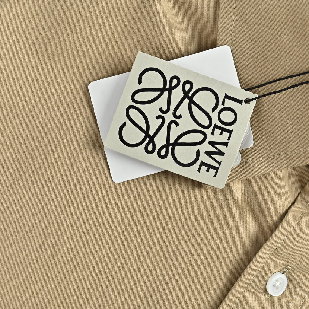 Loewe Two-Tone Embroidered Logo Shirt in Khaki