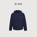 Dior 25FW Embroidered-Emblem Hooded Zip Jacket in Navy