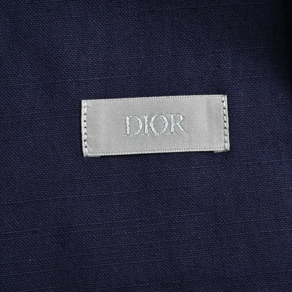 Dior 25FW Embroidered-Emblem Hooded Zip Jacket in Navy