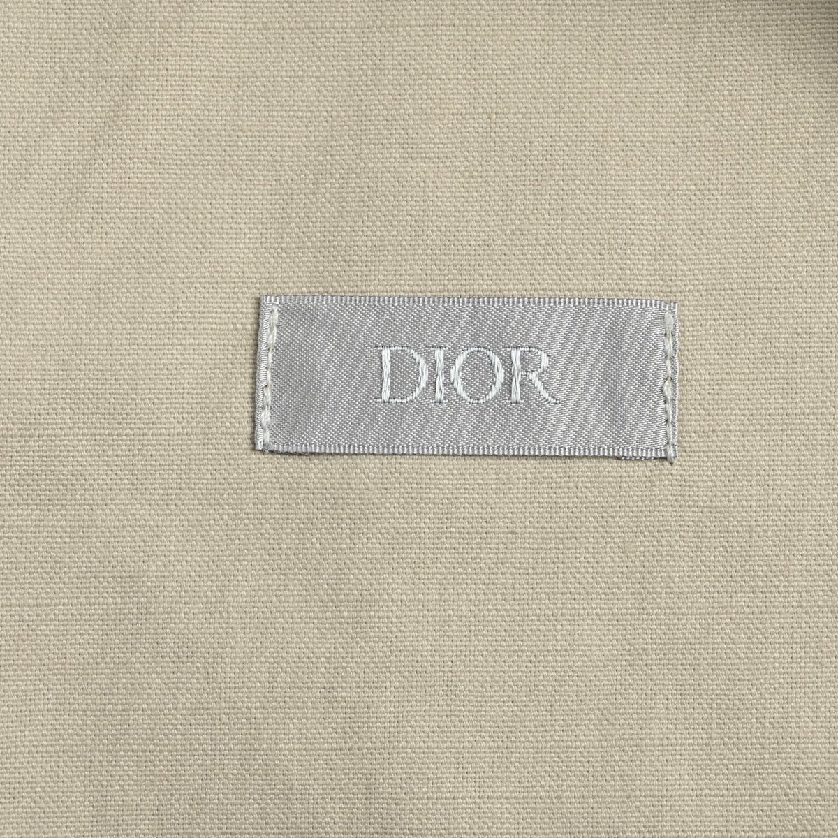Dior 25FW Embroidered-Emblem Button-Front Shirt Jacket in Beige