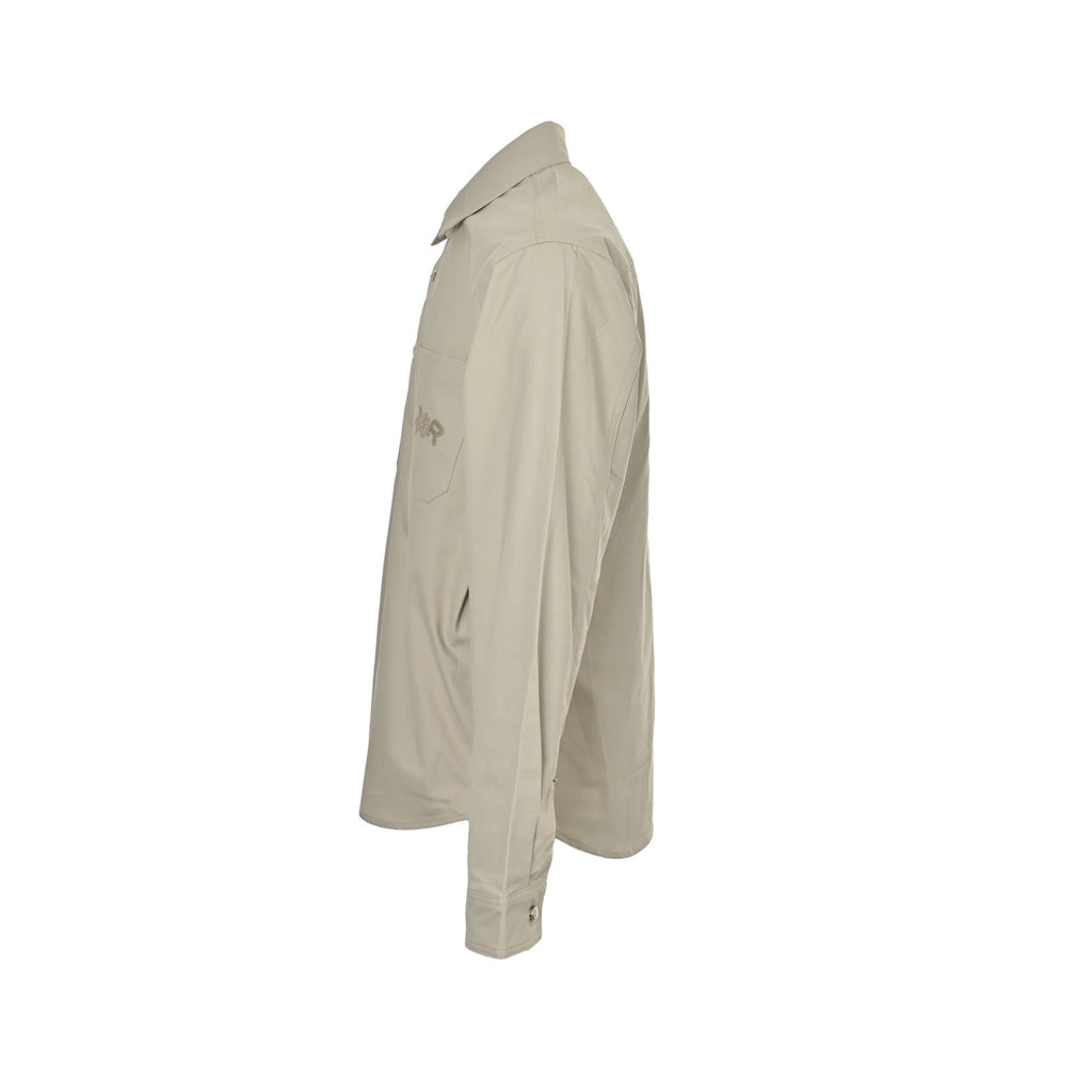 Dior 25FW Embroidered-Emblem Canvas Shirt Jacket in Beige