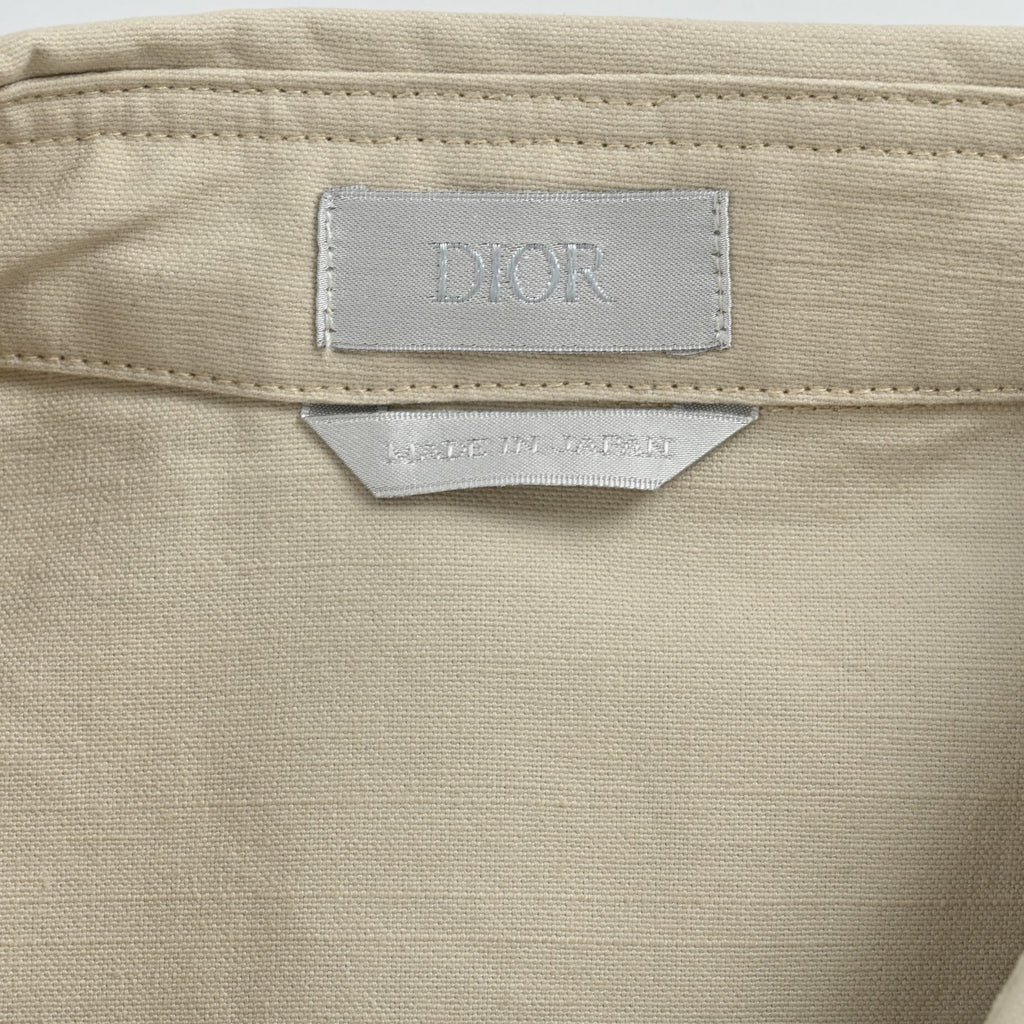 Dior 25FW Embroidered-Emblem Canvas Shirt Jacket in Beige
