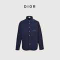 Dior 25FW Embroidered-Emblem Canvas Shirt Jacket in Navy