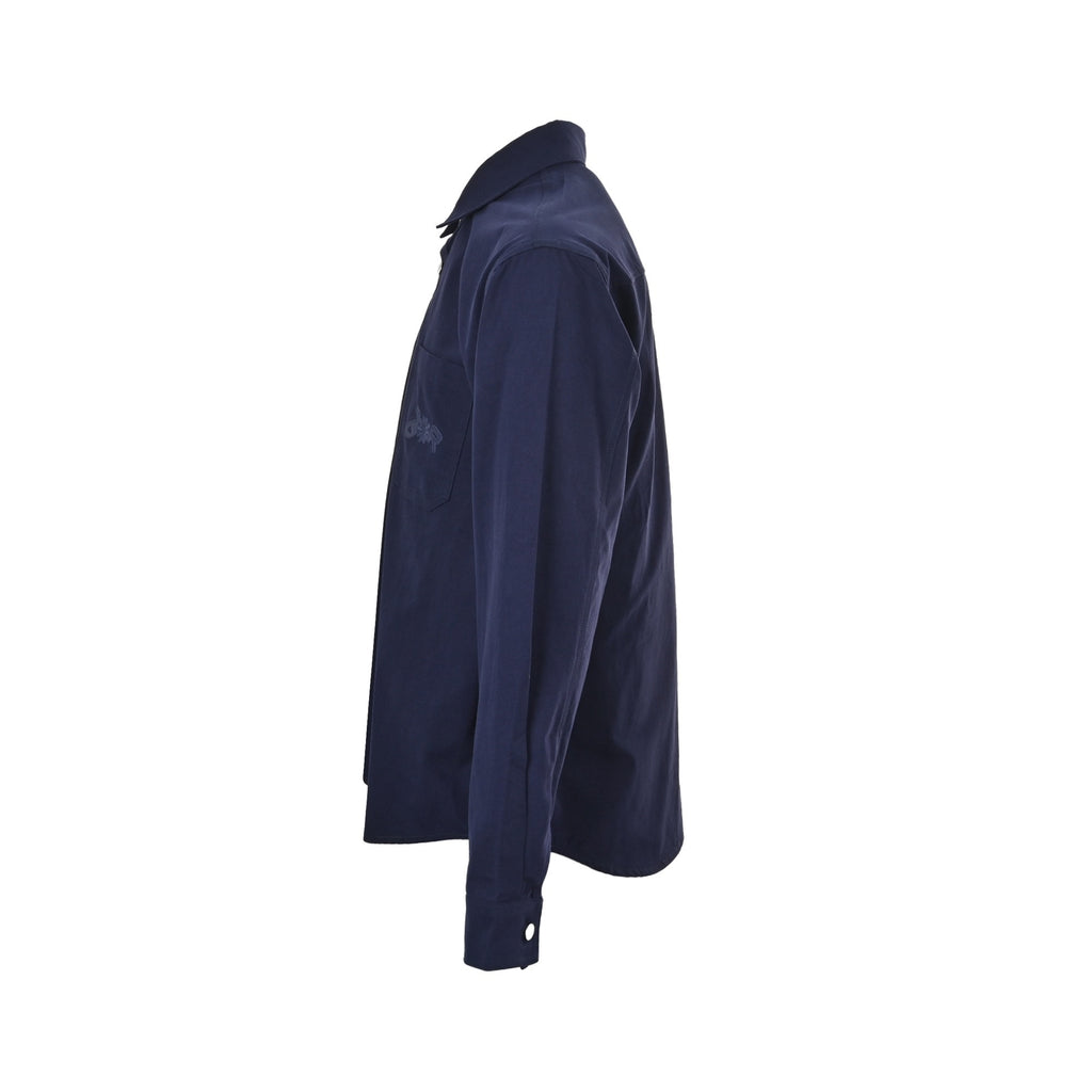 Dior 25FW Embroidered-Emblem Canvas Shirt Jacket in Navy