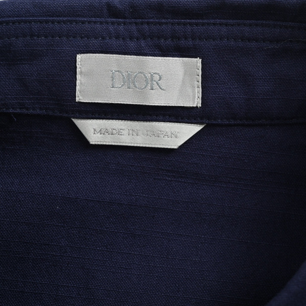 Dior 25FW Embroidered-Emblem Canvas Shirt Jacket in Navy