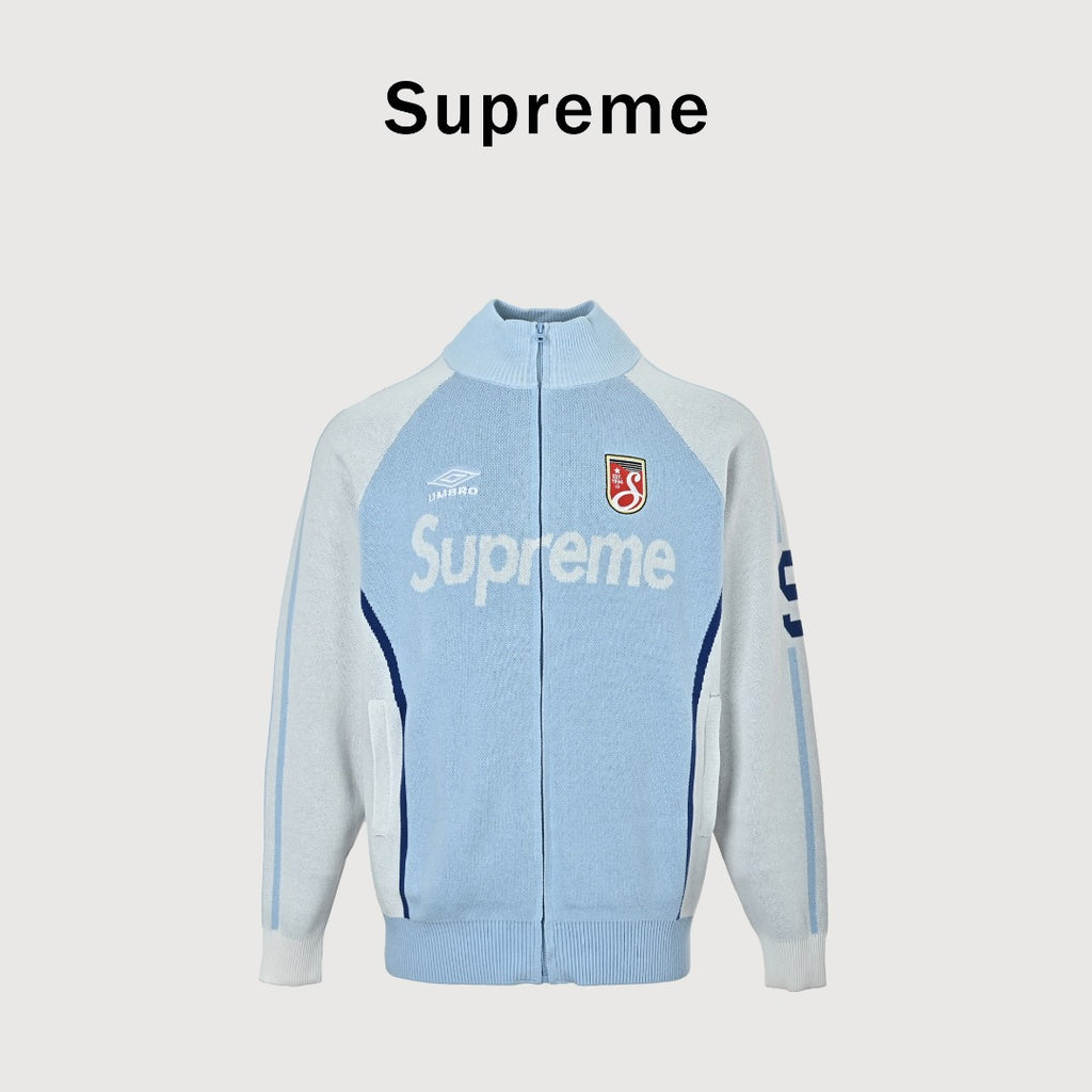 Supreme x Umbro 25FW No. 9 Zip-Up Knit Jacket in Light Blue