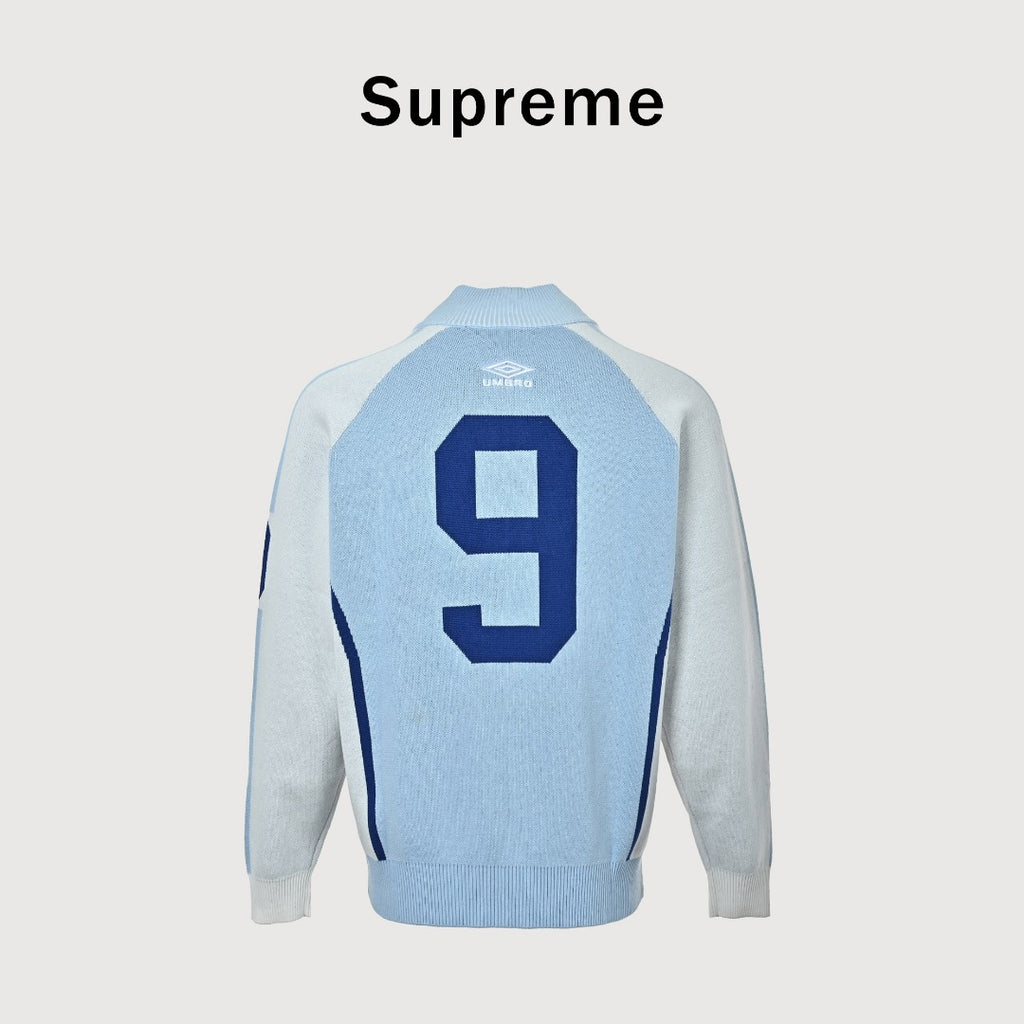 Supreme x Umbro 25FW No. 9 Zip-Up Knit Jacket in Light Blue