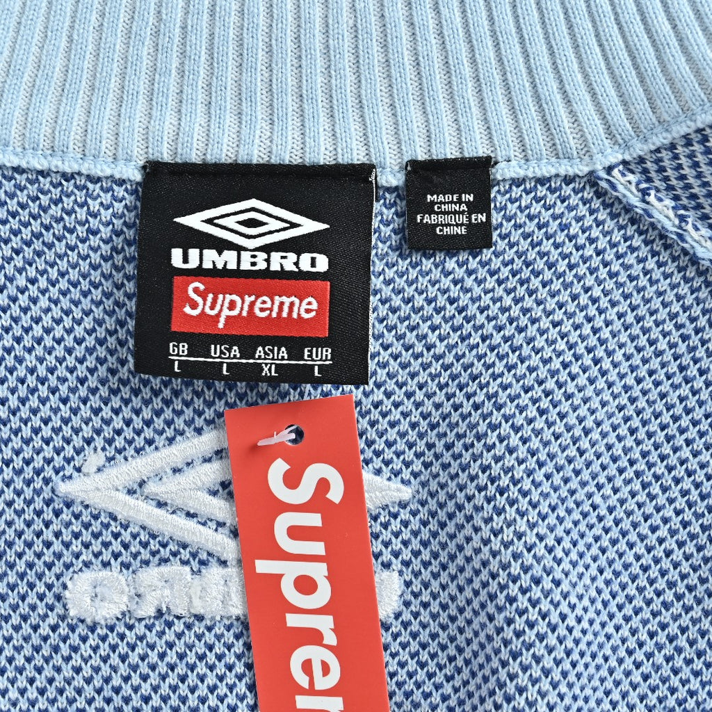 Supreme x Umbro 25FW No. 9 Zip-Up Knit Jacket in Light Blue