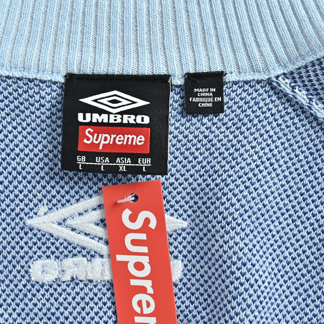 Supreme x Umbro 25FW No. 9 Zip-Up Knit Jacket in Light Blue