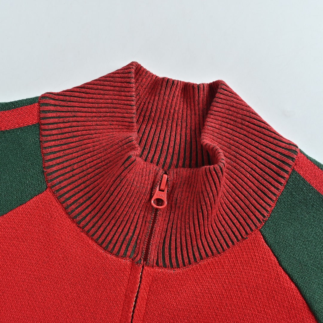 Supreme x Umbro 25FW No. 9 Zip-Up Knit Jacket in Red and Green