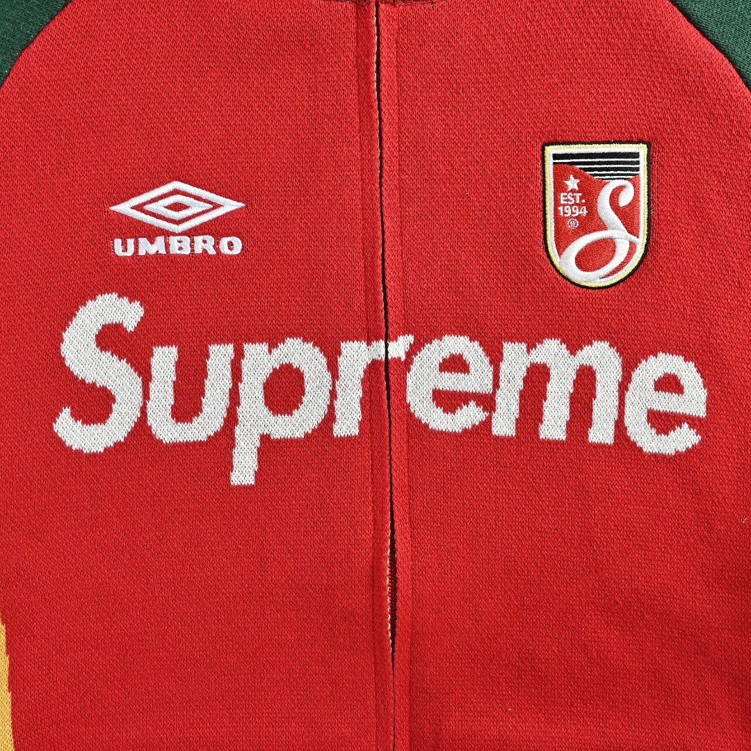 Supreme x Umbro 25FW No. 9 Zip-Up Knit Jacket in Red and Green