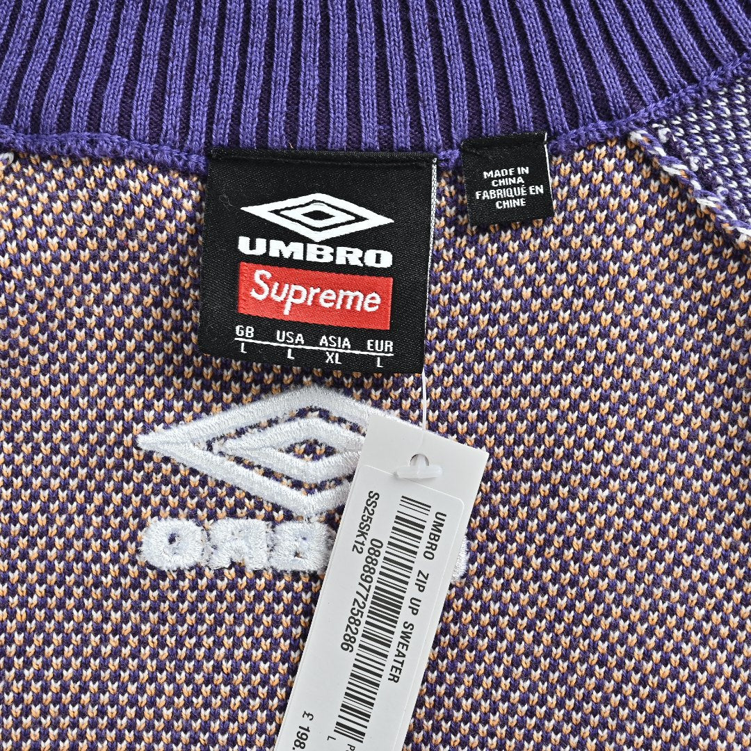 Supreme x Umbro 25FW No. 9 Zip-Up Knit Jacket in Purple